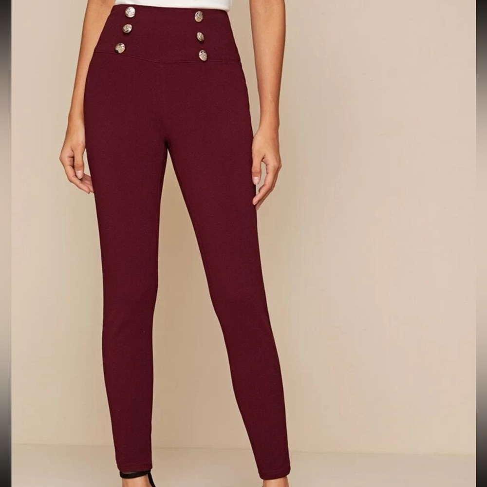 Wine High-Waisted Pants